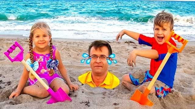 Family Beach Video: Play games and build sandcastles