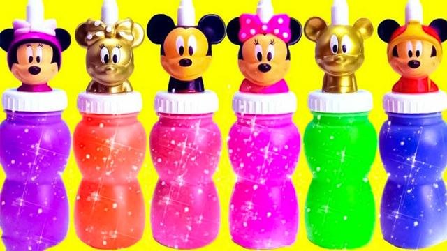 Milk Bottle Video| Learn 6 colors slime in baby milk bottle